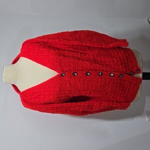 Hand knit red cardigan
